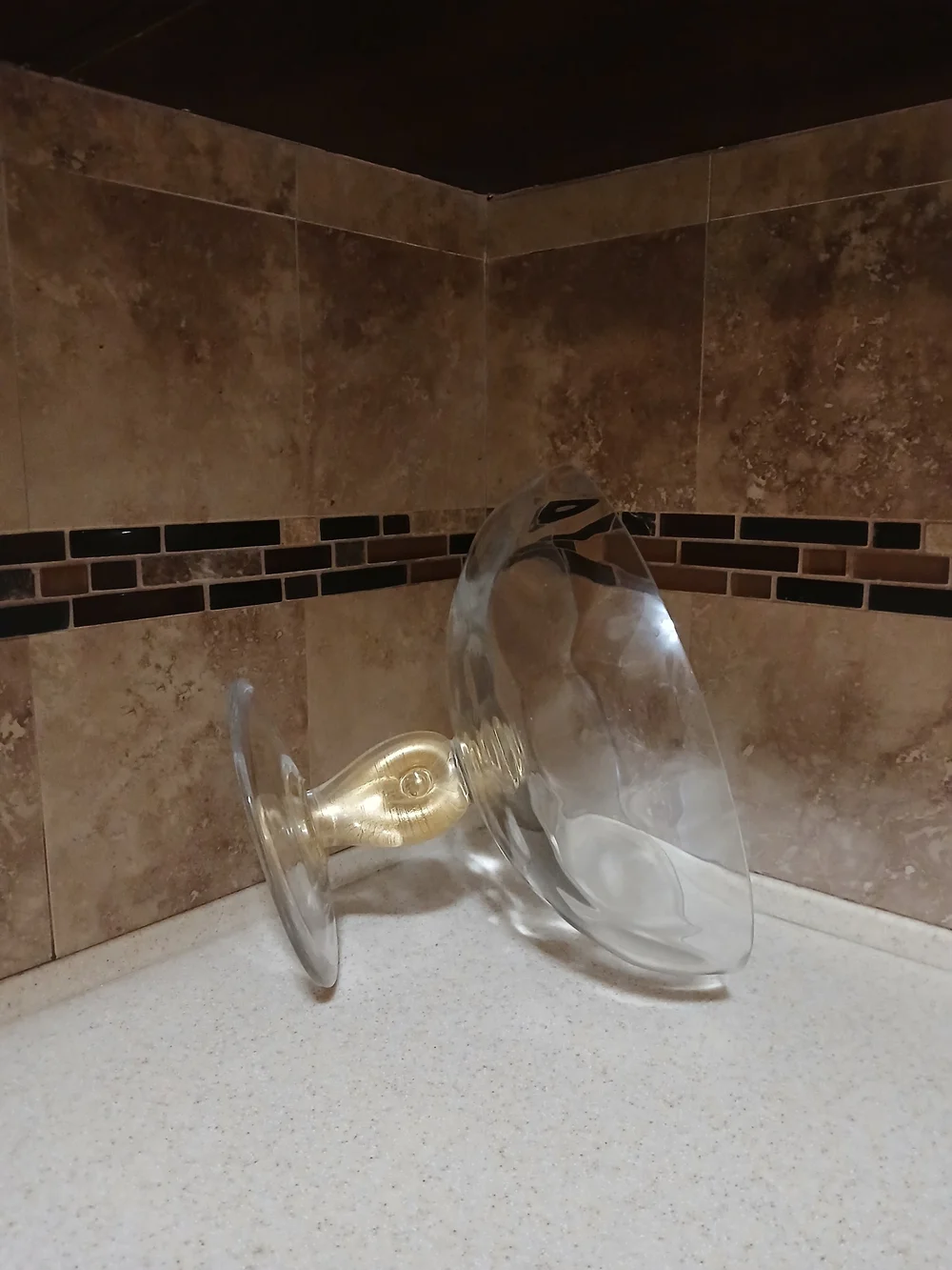 Studio-Crafted Art Glass Bowl With Gold-Infused.